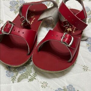 Red Leather Kids Sandals- Salt Water Sandals Sun Sans